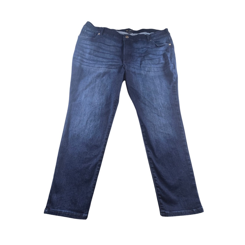 Lee Plus Sculpting Slim Fit Skinny Leg Mid Rise Jeans Dark Wash Blue Denim